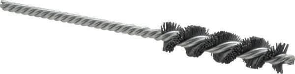 Weiler - 1/2" Diam Helical Nylon Tube Brush - Single Spiral, 0.022" Filament Diam, 2" Brush Length, 5" OAL, 3/16" Diam Shank - Apex Tool & Supply