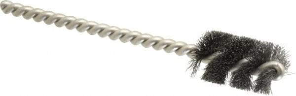 Weiler - 9/16" Diam Helical Steel Tube Brush - 0.005" Filament Diam, 1" Brush Length, 3-1/2" OAL, 3/16" Diam Stainless Steel Shank - Apex Tool & Supply