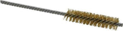 Weiler - 1/2" Diam Helical Brass Tube Brush - Double Spiral, 0.006" Filament Diam, 2" Brush Length, 5" OAL, 5/32" Diam Shank - Apex Tool & Supply