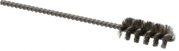 Weiler - 7/16" Diam Helical Stainless Steel Tube Brush - 0.005" Filament Diam, 1" Brush Length, 3-1/2" OAL, 1/8" Diam Stainless Steel Shank - Apex Tool & Supply