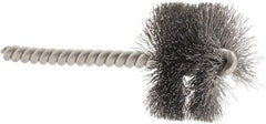 Weiler - 1-1/2" Diam Helical Steel Tube Brush - 0.008" Filament Diam, 1" Brush Length, 3-1/2" OAL, 1/4" Diam Stainless Steel Shank - Apex Tool & Supply