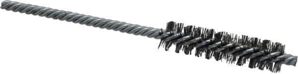 Weiler - 1/2" Diam Helical Steel Tube Brush - Double Spiral, 0.0104" Filament Diam, 2" Brush Length, 5" OAL, 5/32" Diam Shank - Apex Tool & Supply