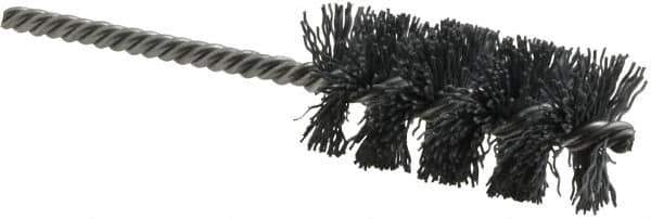 Weiler - 1-1/4" Diam Helical Nylon Tube Brush - Single Spiral, 0.022" Filament Diam, 2-1/2" Brush Length, 5-1/2" OAL, 1/4" Diam Shank - Apex Tool & Supply