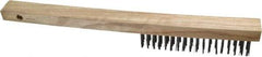 Weiler - 4 Rows x 18 Columns Curved Handle Steel Scratch Brush - 6" Brush Length, 14" OAL, 1" Trim Length, Wood Curved Handle - Apex Tool & Supply