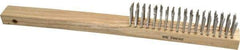 Weiler - 4 Rows x 18 Columns Curved Handle Stainless Steel Scratch Brush - 6" Brush Length, 14" OAL, 1" Trim Length, Wood Curved Handle - Apex Tool & Supply
