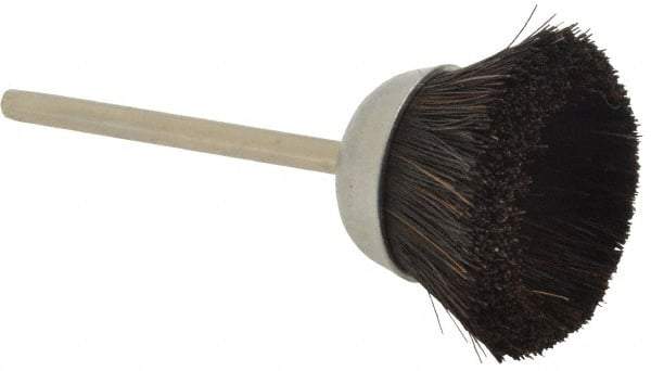 Weiler - 1" Diam, 1/8" Shank Straight Wire Hair Cup Brush - 0.003" Filament Diam, 7/16" Trim Length, 25,000 Max RPM - Apex Tool & Supply