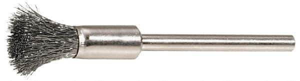 Weiler - 3/16" Brush Diam, Crimped, End Brush - 3/32" Diam Shank, 37,000 Max RPM - Apex Tool & Supply