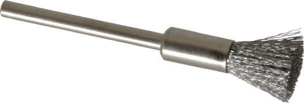 Weiler - 1/4" Brush Diam, Crimped, End Brush - 1/8" Diam Shank, 37,000 Max RPM - Apex Tool & Supply