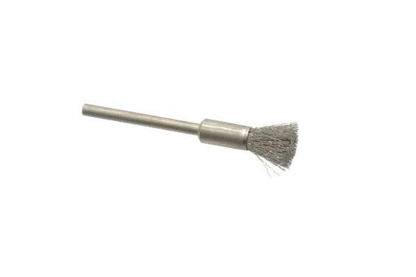 Weiler - 1/4" Brush Diam, Crimped, End Brush - 1/8" Diam Shank, 37,000 Max RPM - Apex Tool & Supply