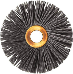 Weiler - 3" OD, 1/2" Arbor Hole, Nylon Wheel Brush - 1/2" Face Width, 1" Trim Length, 0.035" Filament Diam, 10,000 RPM - Apex Tool & Supply