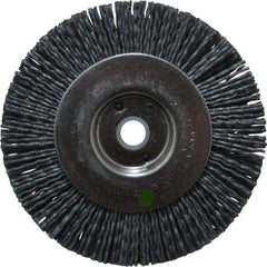 Weiler - 4" OD, 1/2" Arbor Hole, Crimped Nylon Wheel Brush - 1/2" Face Width, 7/8" Trim Length, 0.04" Filament Diam, 6,000 RPM - Apex Tool & Supply