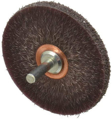 Weiler - 3" OD, 1/4" Shank Diam, Crimped Steel Wheel Brush - 1/4" Face Width, 1" Trim Length, 0.0118" Filament Diam, 20,000 RPM - Apex Tool & Supply