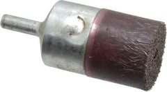 Weiler - 1" OD, 1/4" Shank Diam, Crimped Steel Wheel Brush - 7/8" Trim Length, 0.0104" Filament Diam, 14,000 RPM - Apex Tool & Supply