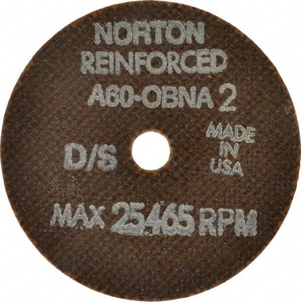 Norton - 3" 60 Grit Aluminum Oxide Cutoff Wheel - 0.06" Thick, 3/8" Arbor, 25,465 Max RPM, Use with Die Grinders - Apex Tool & Supply