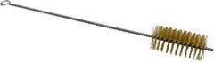 Schaefer Brush - 3" Long x 1-1/2" Diam Brass Long Handle Wire Tube Brush - Single Spiral, 15" OAL, 0.008" Wire Diam, 3/8" Shank Diam - Apex Tool & Supply