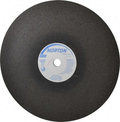Norton - 16" 30 Grit Aluminum Oxide Cutoff Wheel - 5/32" Thick, 1" Arbor, 3,820 Max RPM, Use with Stationary Tools - Apex Tool & Supply
