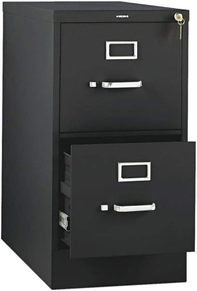 Hon - 26" Wide x 29" High x 26-1/2" Deep, 2 Drawer Vertical File with Lock - Steel, Black - Apex Tool & Supply