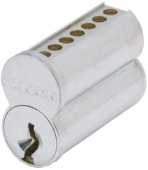 Falcon - 7 Pins, Falcon A Keyway Keying, Small Format IC Cylinder - Satin Chrome Coated, Brass - Apex Tool & Supply