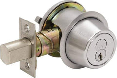 Falcon - Less Cylinder - SFIC Keying, Single Cylinder Deadbolt - Satin Chrome Coated, Steel - Apex Tool & Supply