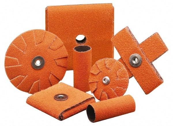 Merit Abrasives - 120 Grit, Fine Grade, Ceramic Square Pad - 2" Long x 2" Wide x 1/2" Thick, Cloth Backed, X Backing Weight, 6 Ply, 18,000 Max RPM - Apex Tool & Supply