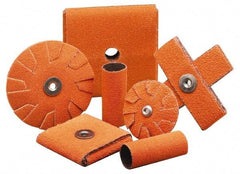 Merit Abrasives - 80 Grit, Medium Grade, Ceramic Cross Pad - 2" Long x 2" Wide x 3/4" Thick, Cloth Backed, X Backing Weight, 8 Ply, 18,000 Max RPM - Apex Tool & Supply