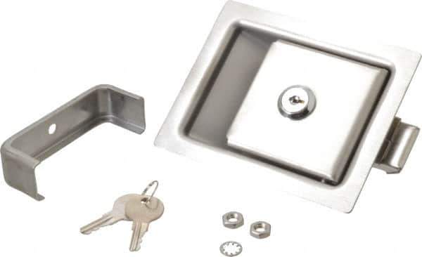 Made in USA - 5" Long x 4" Wide x 1-15/16" High, Paddle Latch - Stainless Steel, with Brushed Finish - Apex Tool & Supply