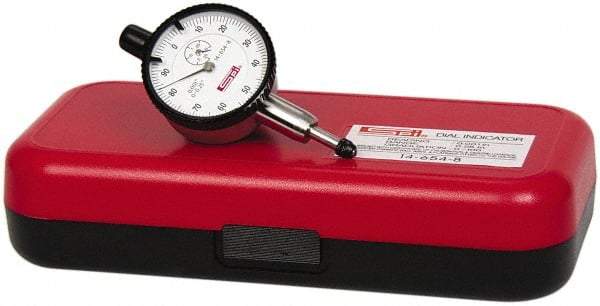 SPI - 1/4" Range, 1-100 Dial Reading, 0.001" Graduation Dial Drop Indicator - 1-1/2" Dial, 0.1" Range per Revolution, Revolution Counter, Includes NPL Traceability Certification - Apex Tool & Supply