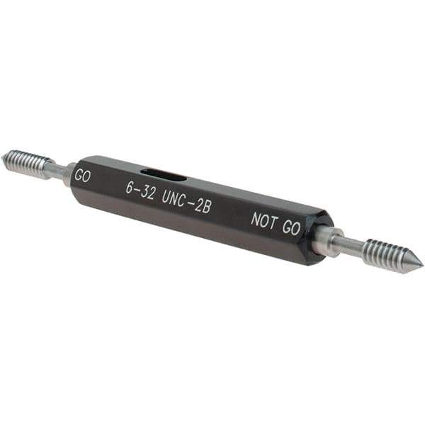 SPI - #6-32, Class 2B, Double End Plug Thread Go/No Go Gage - Steel, Size 00 Handle Included - Apex Tool & Supply
