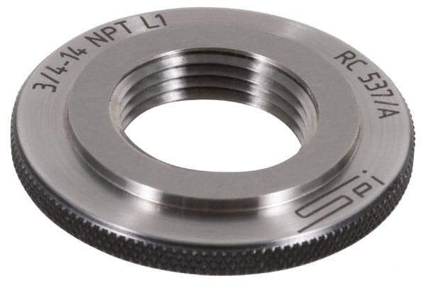 SPI - 1/16-27 Thread, Oil Hardened Non-Shrinking Steel (OHNS), Class L1, Ring Pipe Thread Gage - NPT Thread - Apex Tool & Supply