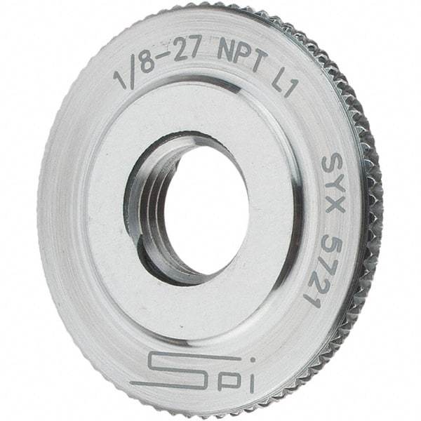 SPI - 1/8-27 Thread, Oil Hardened Non-Shrinking Steel (OHNS), Class L1, Ring Pipe Thread Gage - NPT Thread - Apex Tool & Supply