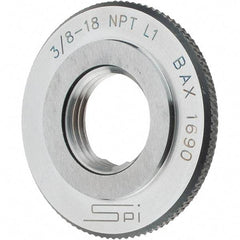 SPI - 3/8-18 Thread, Oil Hardened Non-Shrinking Steel (OHNS), Class L1, Ring Pipe Thread Gage - NPT Thread - Apex Tool & Supply
