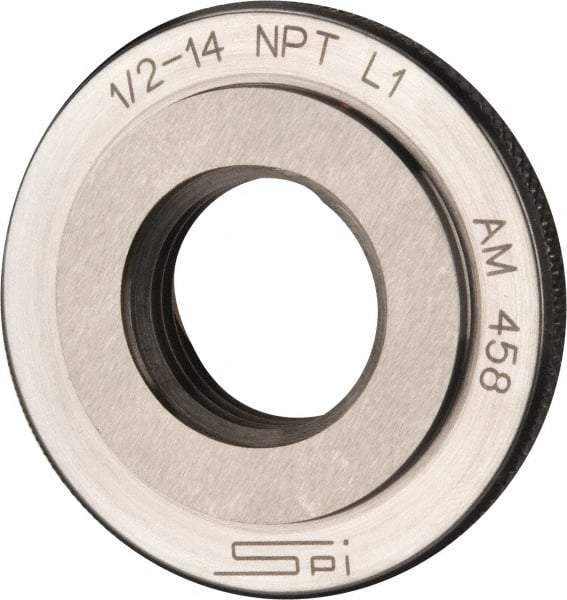 SPI - 1/2-14 Thread, Oil Hardened Non-Shrinking Steel (OHNS), Class L1, Ring Pipe Thread Gage - NPT Thread - Apex Tool & Supply