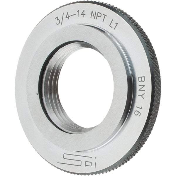 SPI - 3/4-14 Thread, Oil Hardened Non-Shrinking Steel (OHNS), Class L1, Ring Pipe Thread Gage - NPT Thread - Apex Tool & Supply