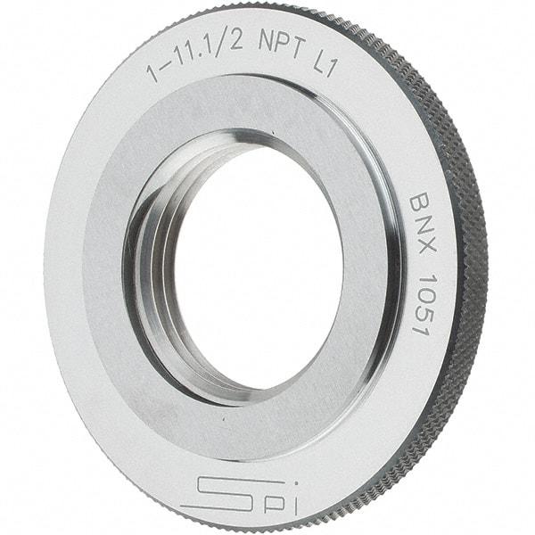 SPI - 1 - 11-1/2 Thread, Oil Hardened Non-Shrinking Steel (OHNS), Class L1, Ring Pipe Thread Gage - NPT Thread - Apex Tool & Supply