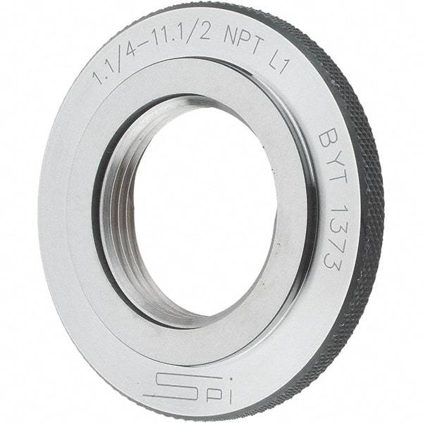 SPI - 1-1/4 - 11-1/2 Thread, Oil Hardened Non-Shrinking Steel (OHNS), Class L1, Ring Pipe Thread Gage - NPT Thread - Apex Tool & Supply