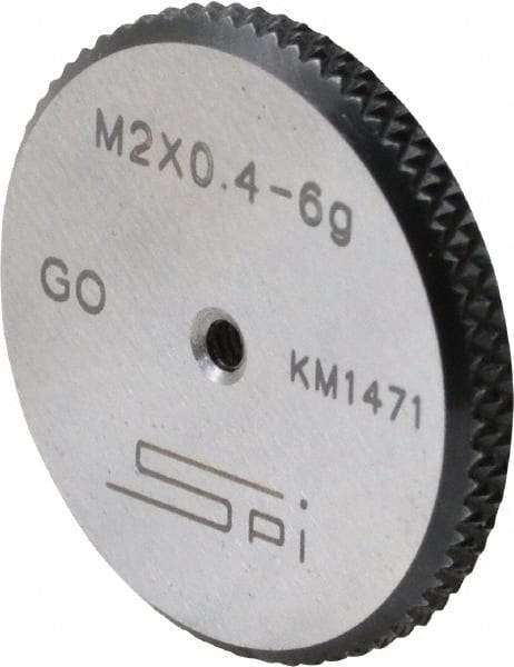SPI - M2x0.4 Go Single Ring Thread Gage - Class 6G, Oil Hardened Nonshrinking Steel (OHNS), NPL Traceability Certification Included - Apex Tool & Supply