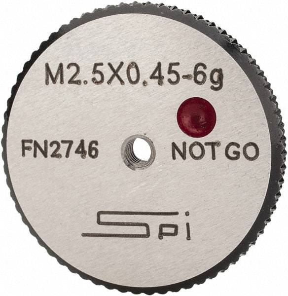 SPI - M2.5x0.45 No Go Single Ring Thread Gage - Class 6G, Oil Hardened Nonshrinking Steel (OHNS), NPL Traceability Certification Included - Apex Tool & Supply