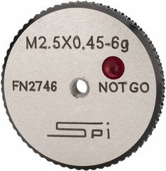 SPI - M2.5x0.45 No Go Single Ring Thread Gage - Class 6G, Oil Hardened Nonshrinking Steel (OHNS), NPL Traceability Certification Included - Apex Tool & Supply