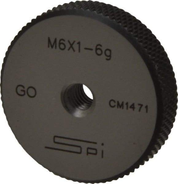 SPI - M6x1 Go Single Ring Thread Gage - Class 6G, Oil Hardened Nonshrinking Steel (OHNS), NPL Traceability Certification Included - Apex Tool & Supply