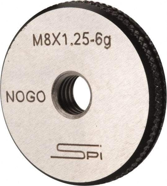 SPI - M8x1.25 No Go Single Ring Thread Gage - Class 6G, Oil Hardened Nonshrinking Steel (OHNS), NPL Traceability Certification Included - Apex Tool & Supply