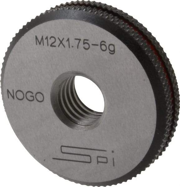 SPI - M12x1.75 No Go Single Ring Thread Gage - Class 6G, Oil Hardened Nonshrinking Steel (OHNS), NPL Traceability Certification Included - Apex Tool & Supply