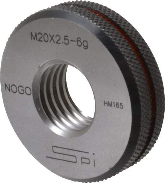 SPI - M20x2.5 No Go Single Ring Thread Gage - Class 6G, Oil Hardened Nonshrinking Steel (OHNS), NPL Traceability Certification Included - Apex Tool & Supply