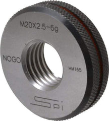 SPI - M20x2.5 No Go Single Ring Thread Gage - Class 6G, Oil Hardened Nonshrinking Steel (OHNS), NPL Traceability Certification Included - Apex Tool & Supply