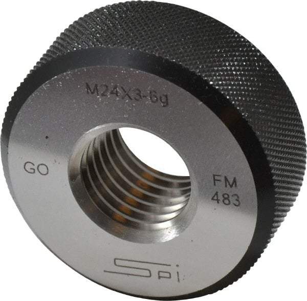 SPI - M24x3 Go Single Ring Thread Gage - Class 6G, Oil Hardened Nonshrinking Steel (OHNS), NPL Traceability Certification Included - Apex Tool & Supply