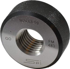 SPI - M24x3 Go Single Ring Thread Gage - Class 6G, Oil Hardened Nonshrinking Steel (OHNS), NPL Traceability Certification Included - Apex Tool & Supply