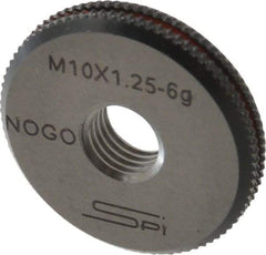 SPI - M10x1.25 No Go Single Ring Thread Gage - Class 6G, Oil Hardened Nonshrinking Steel (OHNS), NPL Traceability Certification Included - Apex Tool & Supply