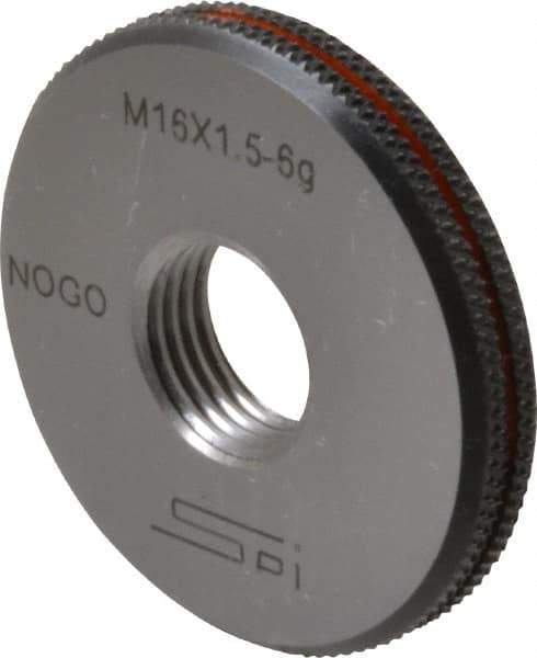 SPI - M16x1.5 No Go Single Ring Thread Gage - Class 6G, Oil Hardened Nonshrinking Steel (OHNS), NPL Traceability Certification Included - Apex Tool & Supply
