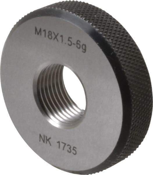 SPI - M18x1.5 Go Single Ring Thread Gage - Class 6G, Oil Hardened Nonshrinking Steel (OHNS), NPL Traceability Certification Included - Apex Tool & Supply