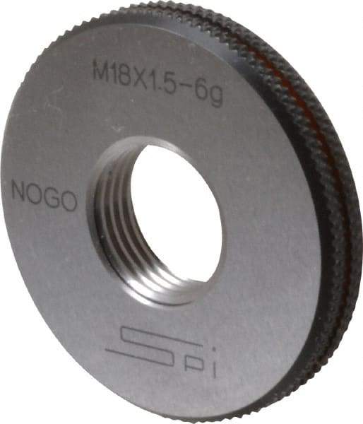 SPI - M18x1.5 No Go Single Ring Thread Gage - Class 6G, Oil Hardened Nonshrinking Steel (OHNS), NPL Traceability Certification Included - Apex Tool & Supply