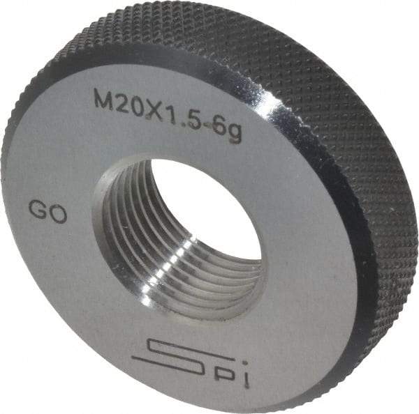 SPI - M20x1.5 Go Single Ring Thread Gage - Class 6G, Oil Hardened Nonshrinking Steel (OHNS), NPL Traceability Certification Included - Apex Tool & Supply